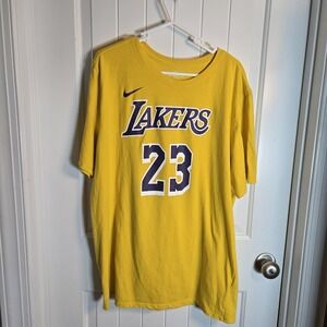 LeBron James Lakers NBA Yellow T-Shirt Jersey Size XXL Nike Dri Fit